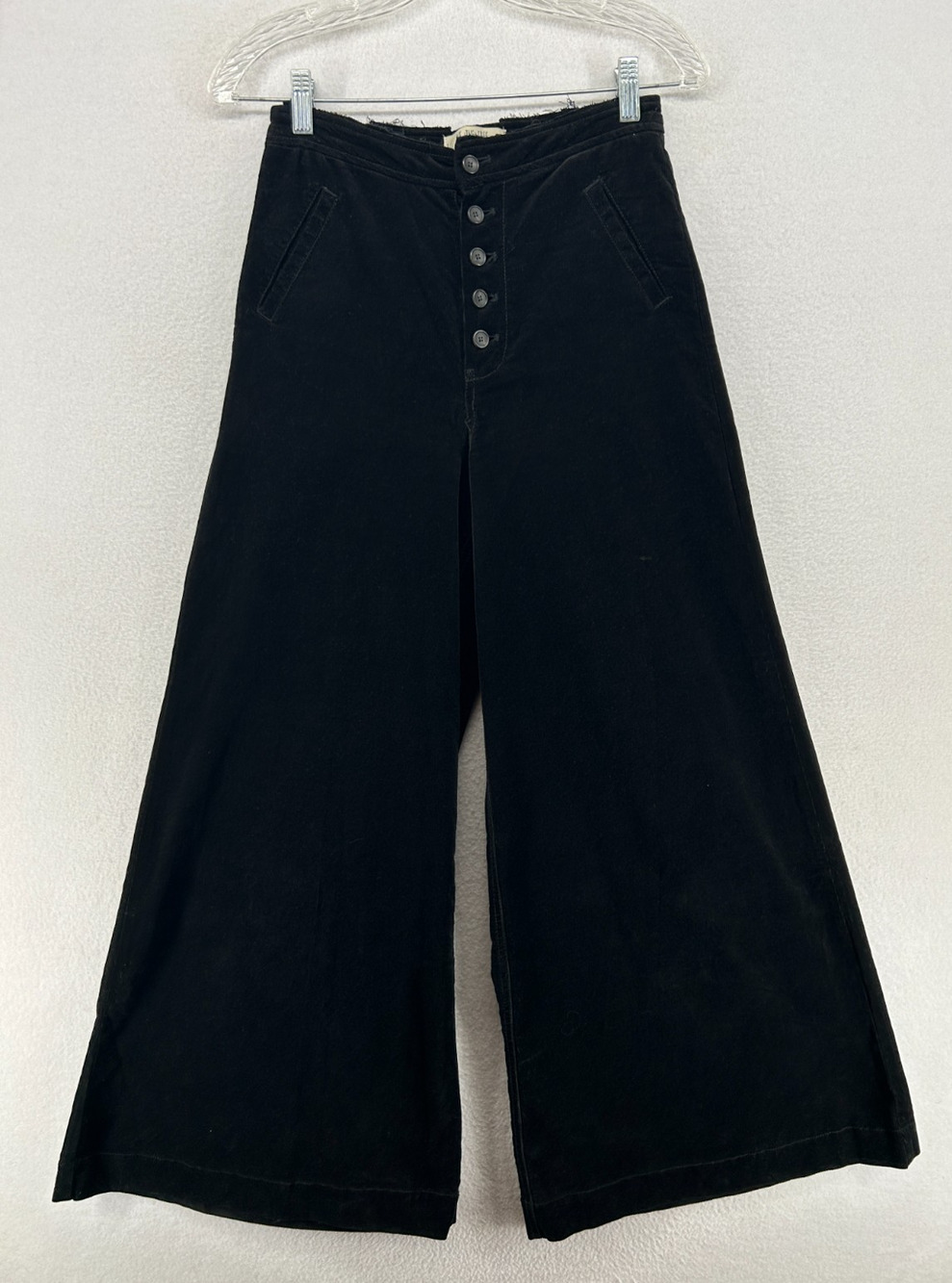WE THE FREE Pants 25 Corduroy Wide Leg Button Fly High Waist Cotton Black